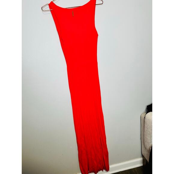 MICHAEL KORS Red Ribbed Sleeveless Tank Long Maxi Style Dress Size Medium - Picture 6 of 14